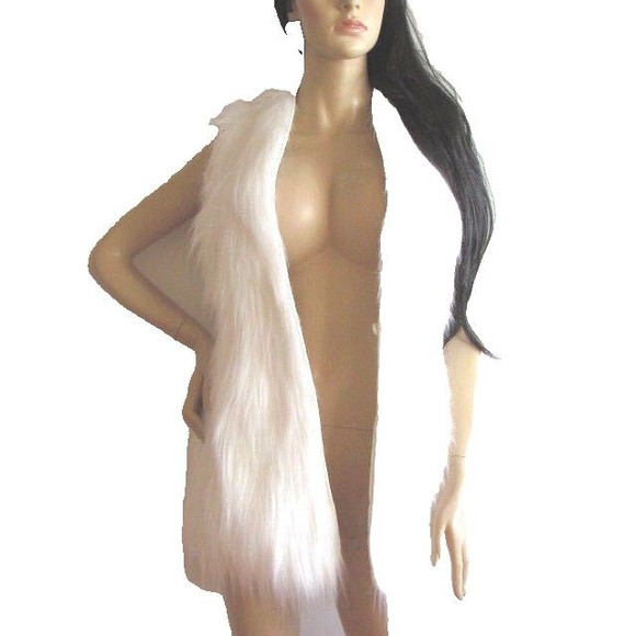 W BY WORTH NEW YORK WHITE DESIGNER FAUX FUR VEST SMALL/MED